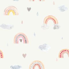 Watercolor hand painted cute rainbow. Illustration isolated on white background.
