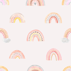 Watercolor hand painted cute rainbow. Illustration isolated on white background.