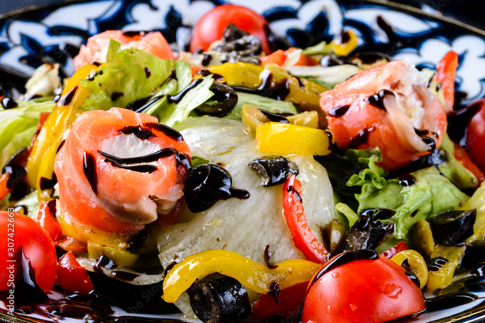 Wall mural smoked salmon - perfect seafood salad.