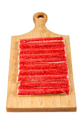 Wood table with food