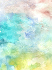 Watercolor hand drawn abstract blue background. 