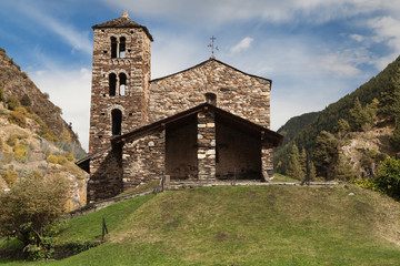Fototapeta na wymiar Church of Sant Joan de Caselles, Canillo, Andorra