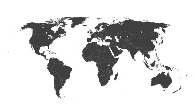 Fototapeta Światowej mapy Wektorowa ilustracja na Białym Odosobnionym tle. Płaska pusta mapa świata. Eps 10