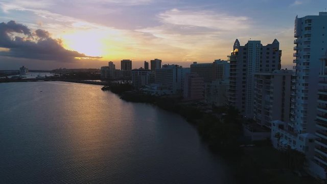 Droning in Condado Puerto Rico sunset