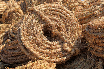 Straw rope piled up