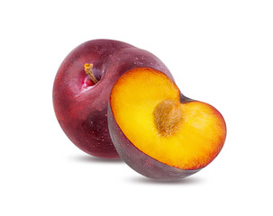 Plum isolated on white background with clipping path