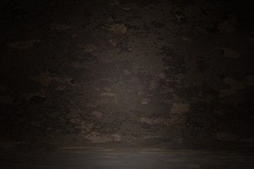 Dark brown vintage texture wall scratch blurred stain background. Marble design photo studio portrait backdrop, banner website soft light. 3D rendering