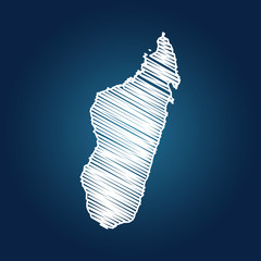 Map of Madagascar, Drawing map on blackboard of Madagascar. drawn on chalkboard with scribbled map of Madagascar can be use for education. vector illustration.