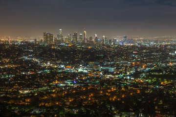 Fototapeta na wymiar Los Angeles Panorama at night, California - Downtown