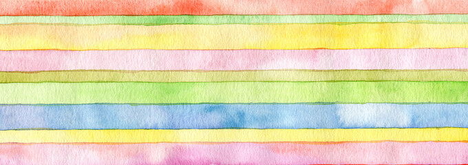 Abstract rainbow acrylic and watercolor strip line paint background. Texture paper.
