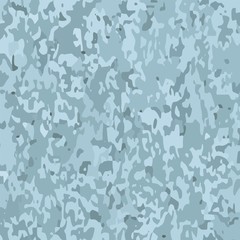 Military army snow light blue camouflage for decor and textile printing. Repeating camo skin texture.
