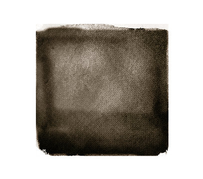 Watercolor square on white as background
