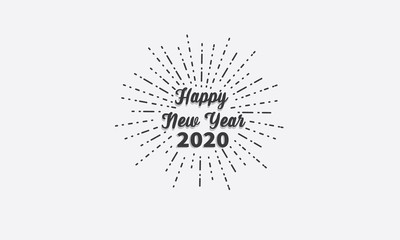 Happy new year 2020 Celebration design template , Elegant Blcak text. Minimalistic template Design for calendar, greeting cards or print