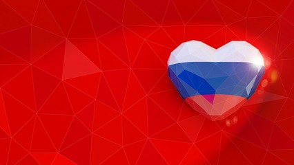 Russian Federation national flag 3D heart background. 3D illustration