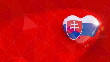 Slovak Republic national flag 3D heart background. 3D illustration