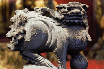 Chinese lion statue at Sam Kai Vui Kun, Kuan Tai Temple, Macau, China