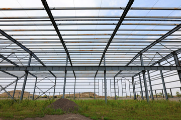 Steel frame of industrial factory building
