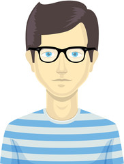 Man male character avatar, vector portrait. Stylish type clothes with glasses. Modern fashion style.