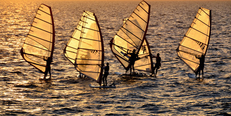 Windsurfing at sunset
