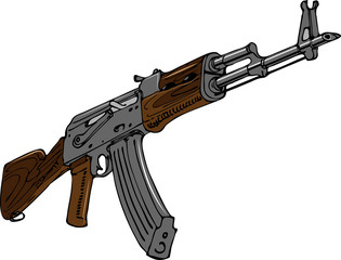 vector image of soviet assault rifle in art sketching style - obrazy, fototapety, plakaty