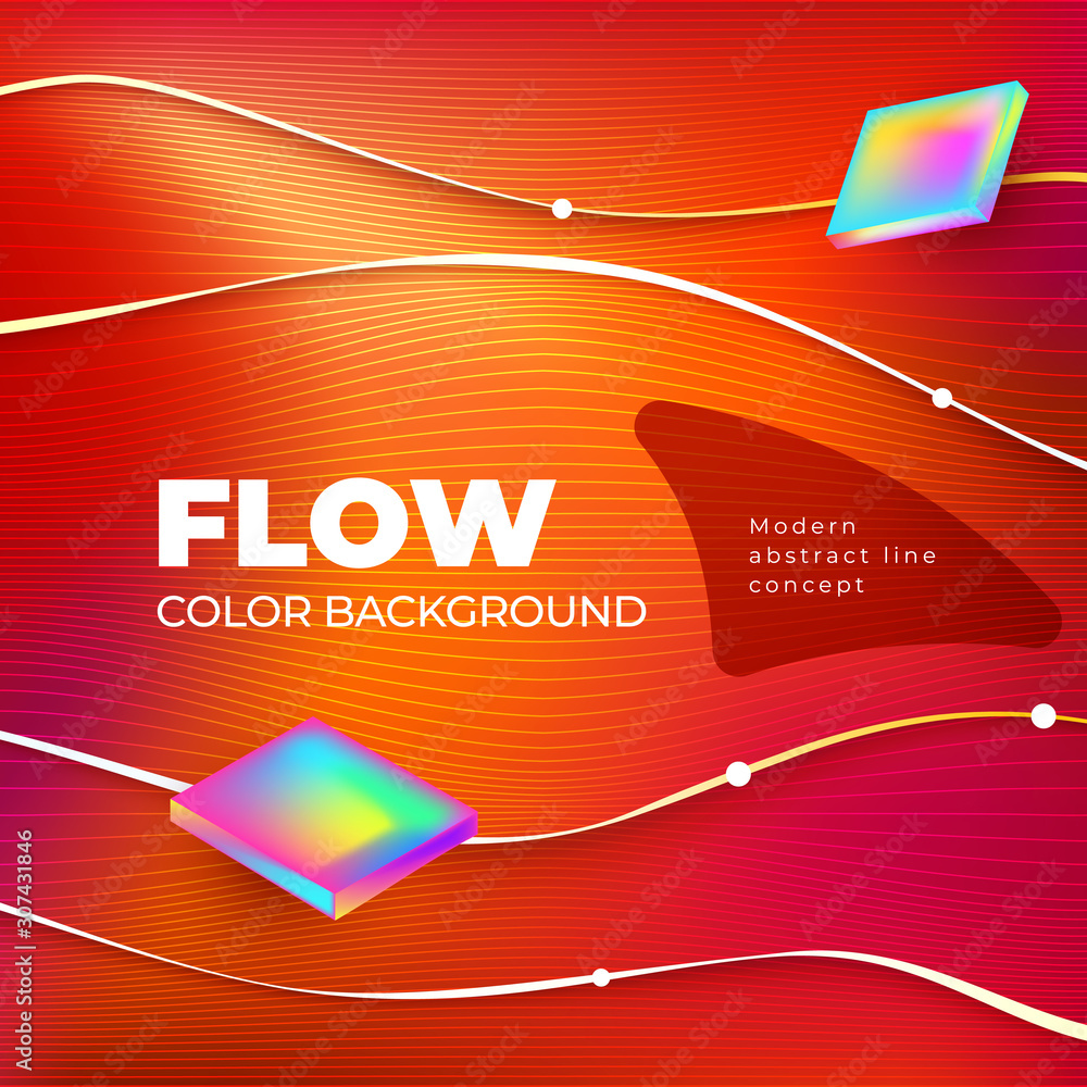 Wall mural liquid line color background design. square fluid line gradient shapes composition. futuristic desig