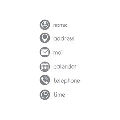 Contact icons set on white background