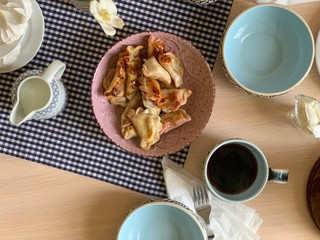 fried homemade dumplings. Top view.