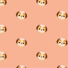 Obraz premium Vector cartoon character shih tzu dog pattern for design.