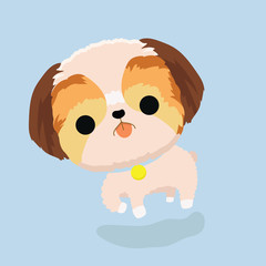 character shih tzu dog on pastel background..