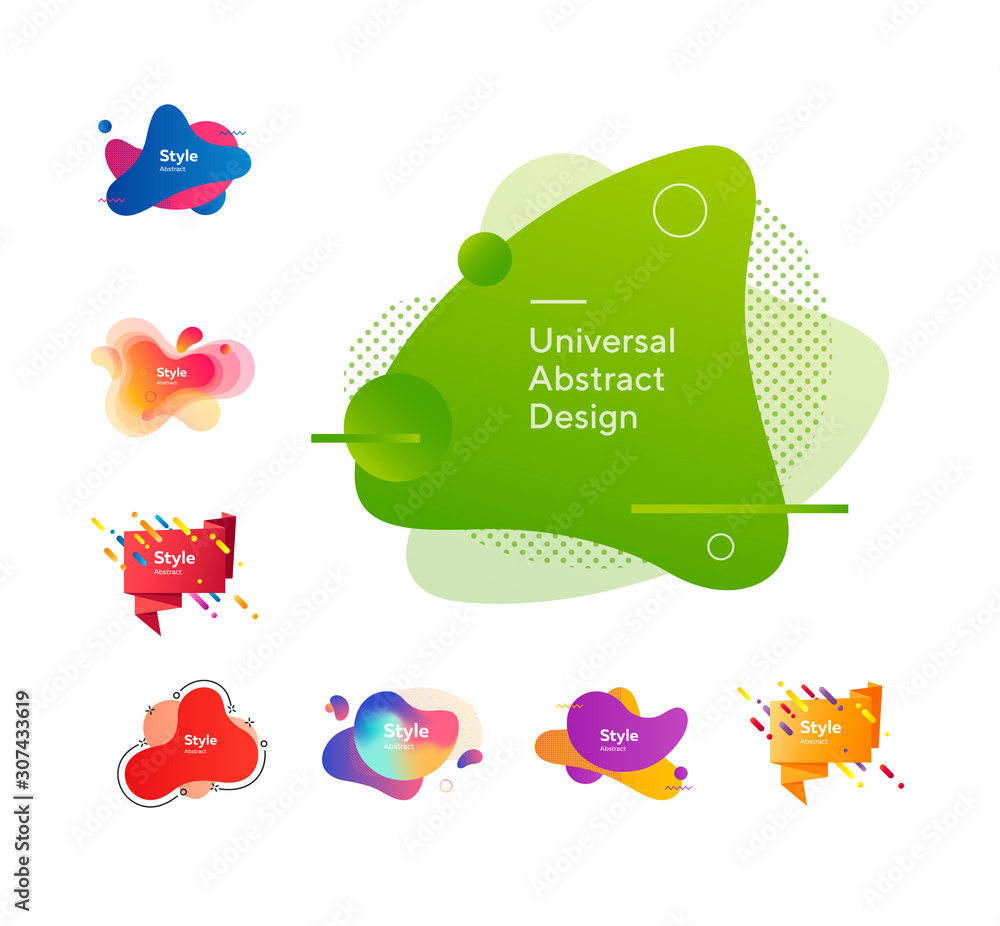 Poster set of modern abstract vector banners. dynamical colored forms and line. template for the design of 