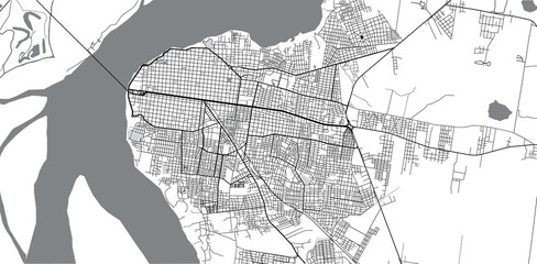 Urban vector city map of Corrientes, Argentina
