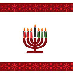 Kwanzaa holidays vector illustration. Greeting card with kinara and traditional colored candles