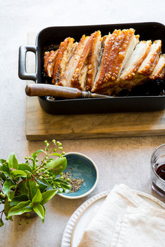 Oven roasted pork with crackling