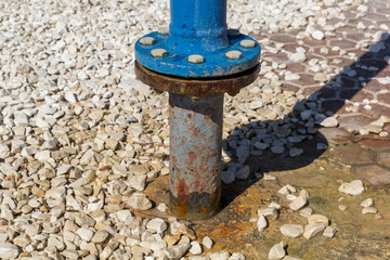 Leaking iron water pipe