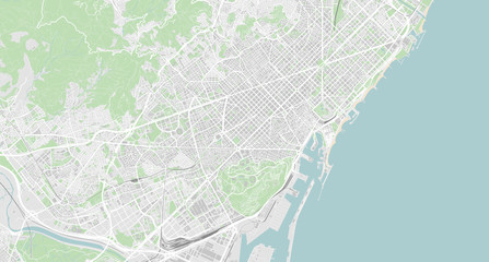 Detailed map of Barcelona, Spain - obrazy, fototapety, plakaty