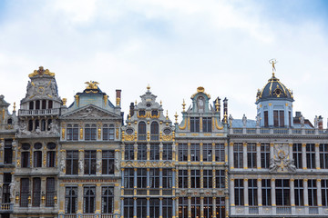 Fototapeta na wymiar Detail of buildings in the Grand Place in Brussels in Belgium