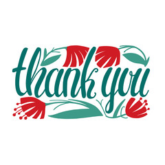 Isolated Thank You Card Hand Drawn Lettering
