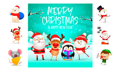Merry Christmas and happy New Year beautiful poster. Text with decorations can be used for invitation and greeting card. New Year concept