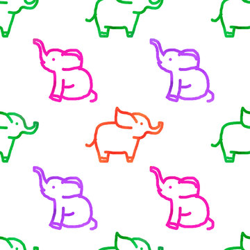 Seamless pattern with elephants