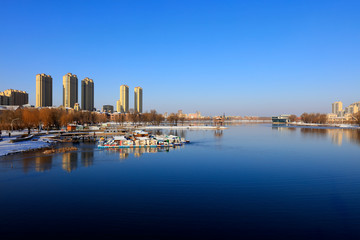 Naklejka premium scenery of tangshan city park in China.