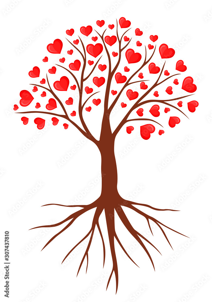 Wall mural Vector illustrations of Valentines hearts tree