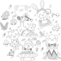 ANIMALS MUSICIANS BLACK AND WHITE