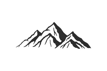 Foto op Aluminium Mountain silhouette - vector icon. Rocky peaks. Mountains ranges. Black and white mountain icon © chereliss