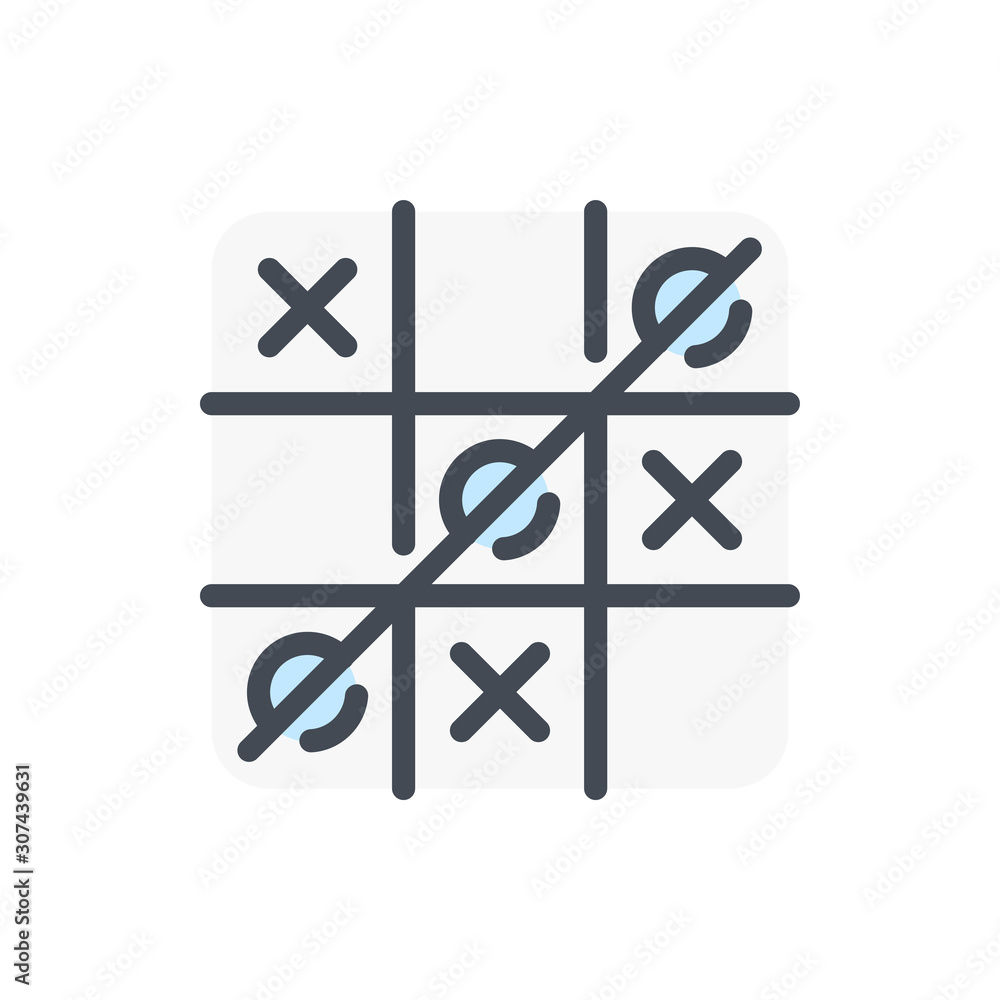 Poster tic tac toe color line icon. logical game vector outline colorful sign.
