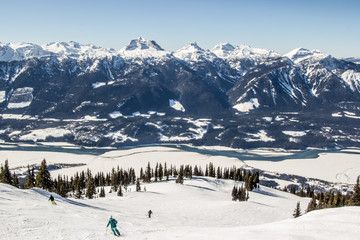 People skiing at Revelstoke Mountain Ski Resort , British Columbia, Canada