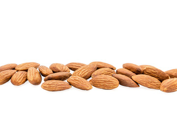 Almond nuts isolated with white background.