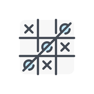 recommend clip art: Tic tac toe color line icon. Logical game vector outline colorful sign.
