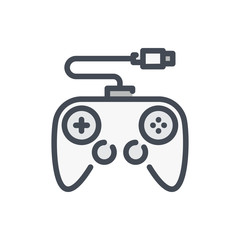 Gamepad color line icon. Joystick and game controller vector outline colorful sign. © NikWB