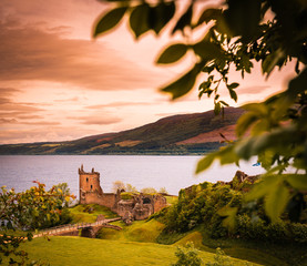 Urquhart Castle in Scotland next to Loch Ness in the Highlands and close to the Drumnadrochit village and Inverness.