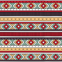 Abstract seamless pattern with ethnic motives. Geometric vector seamless pattern. Hand drawn background.
